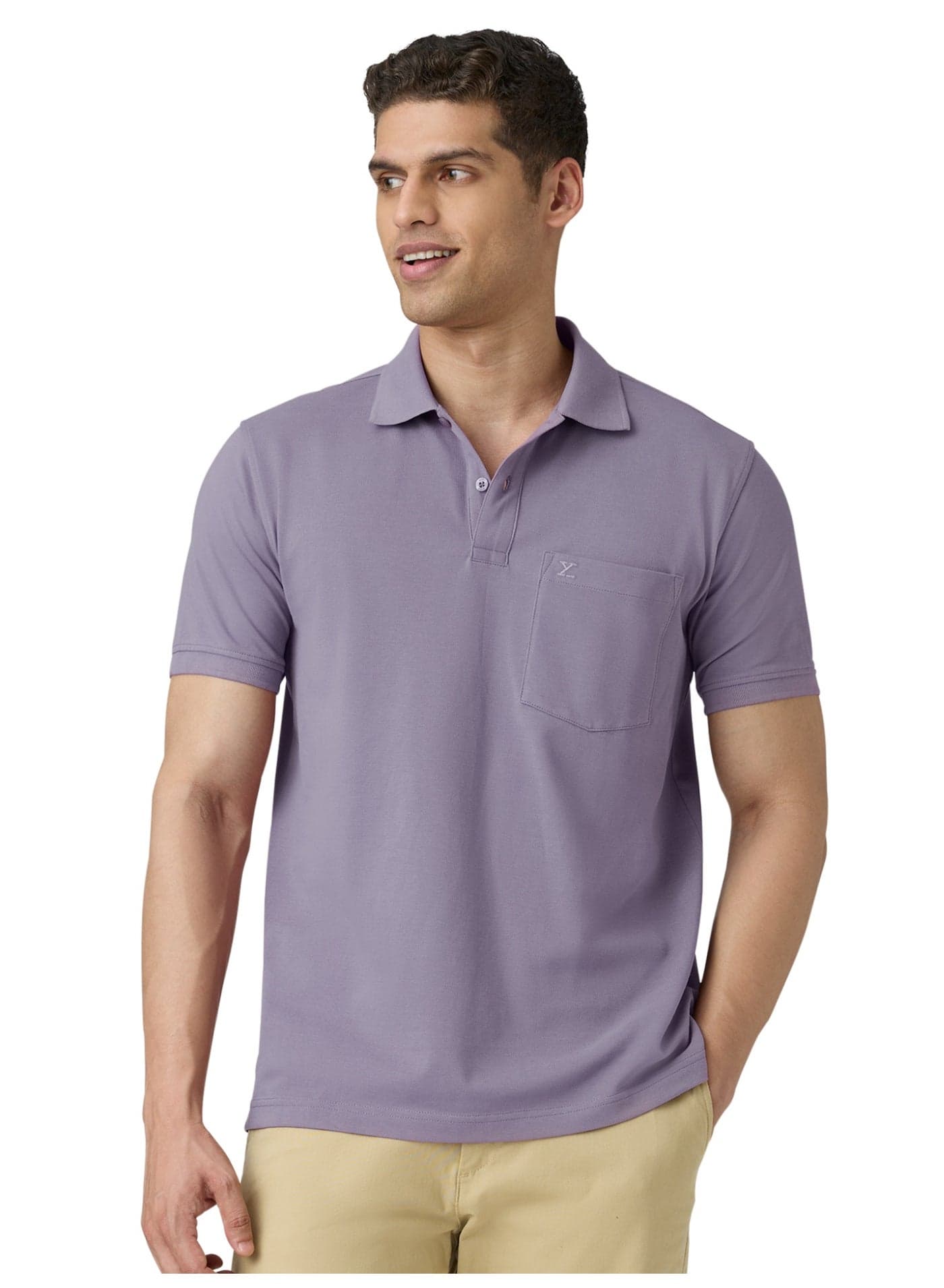 Code Super Combed Cotton Men's Polo T-Shirt Grey Lilac
