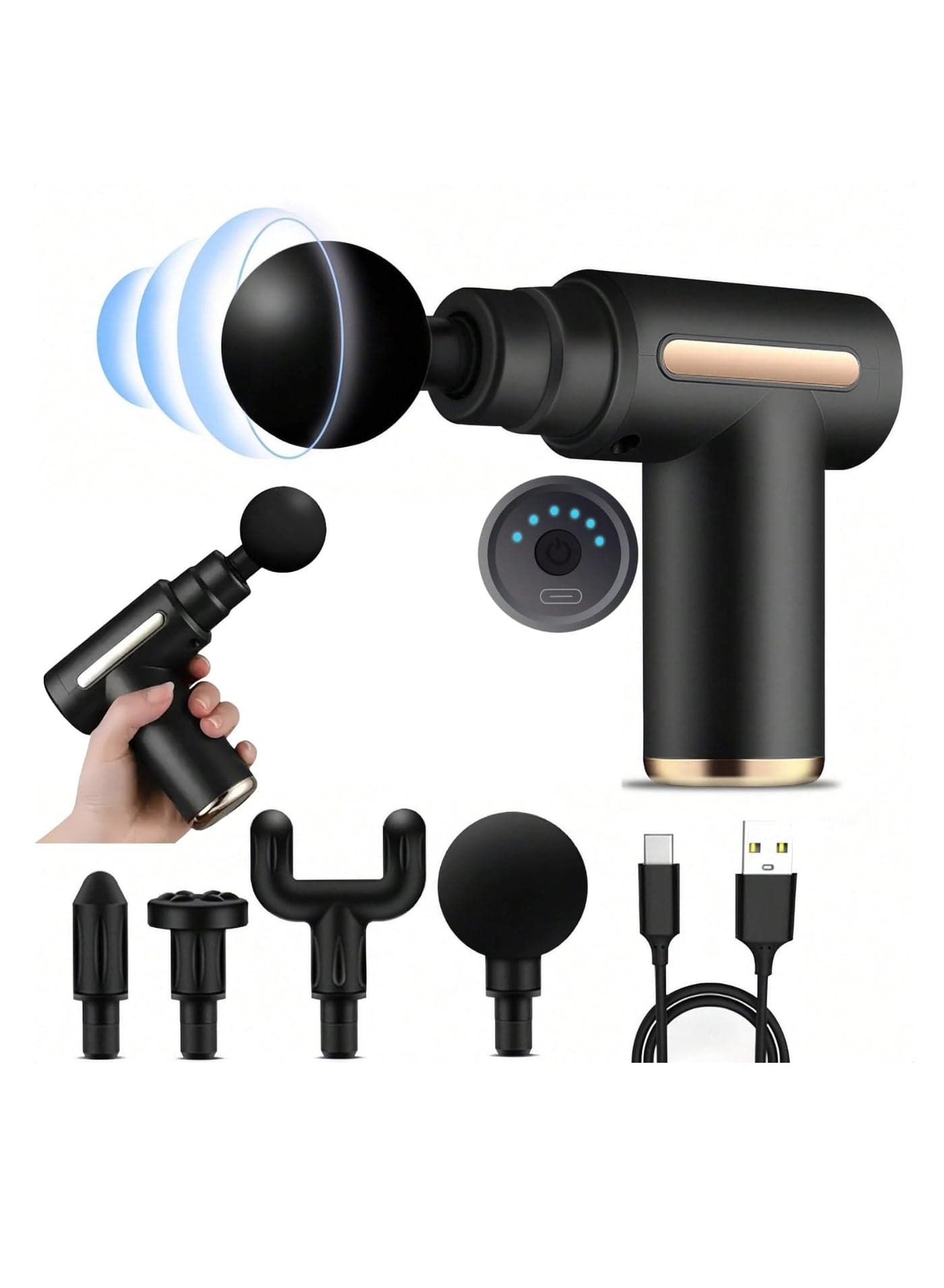Mini Massage Gun Massager Gun Ultra Quiet Deep Tissue Percussion Muscle Mini Massager Rechargeable Handheld Electric Body Massager for Pain Relief