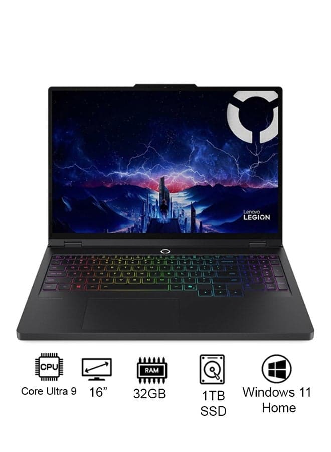 Legion Pro 5 16IAX10 Gaming (2025) Laptop 2nd Series 16-Inch WQXGA Display, Core Ultra 9-275HX Processor/32GB RAM/1TB SSD/8GB NVIDIA GeForce RTX 5070 Graphics Card/Windows 11 Home English Eclipse Black
