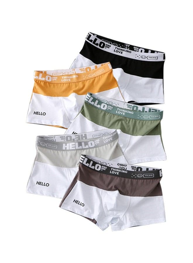 Zeemey 5 Pack Hello Men's Sort Boxer Briefs & Trunks,Breathable Stretch Cotton Moisture-Wicking Underwear,Modern Fit Low Rise