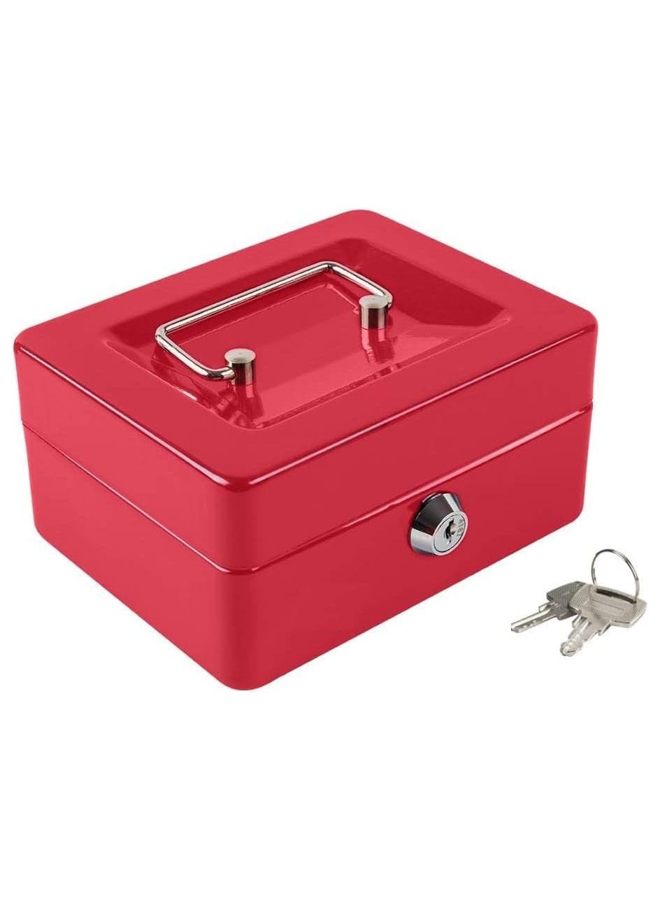 Cash Box Steel Register with Tray and Lock Durable Portable Money Box Safe for Bills Jewelry Receipts Coins