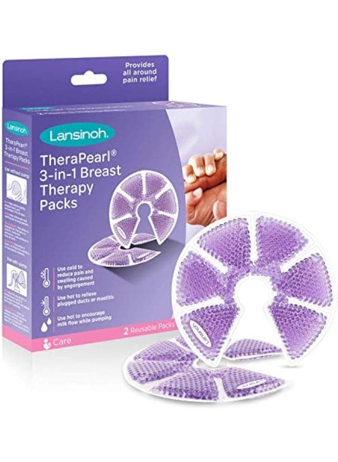 Lansinoh TheraPearl 3-in-1 Hot or Cold Breast Therapy Pack with Cover Pack Of 2