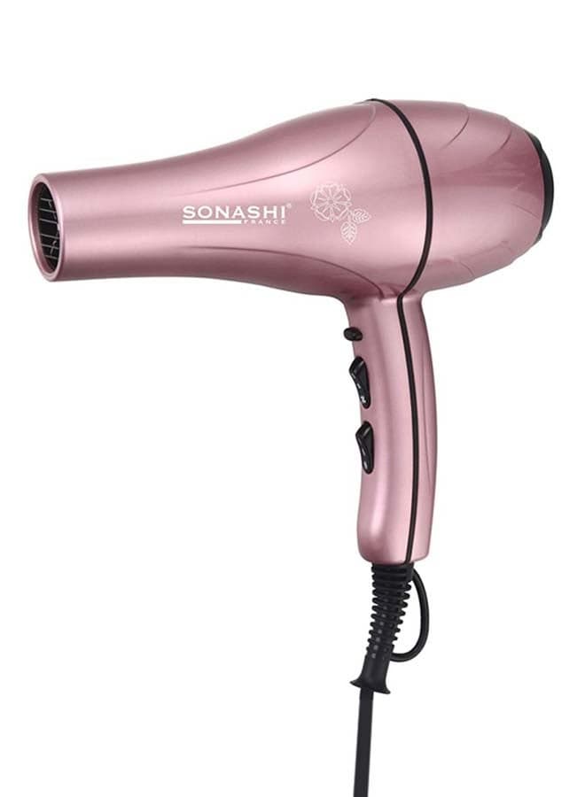 Hair Dryer 2000W Builtin 2 HeatAirflow Settings with Cool Shot Function AC Motor with Cold and Hot Wind Feature Stylish Lightweight Design For Comfort Use SHD-3046 Rose-Gold