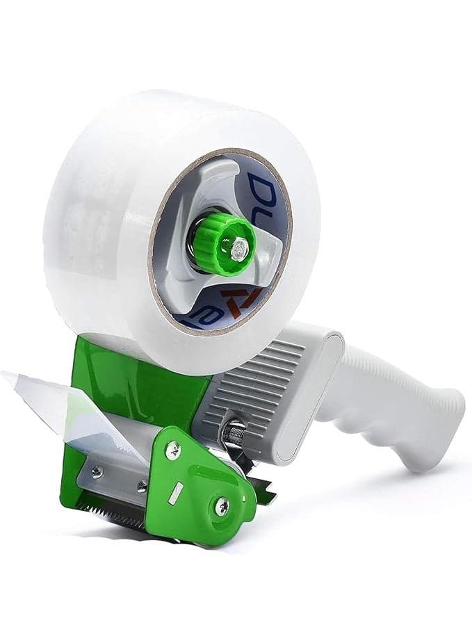 Duravel Packing Tape Dispenser Gun and 2 Inch Clear Tape - Carton Packing Tape, Lightweight Industrial Side Loading Tape Dispenser