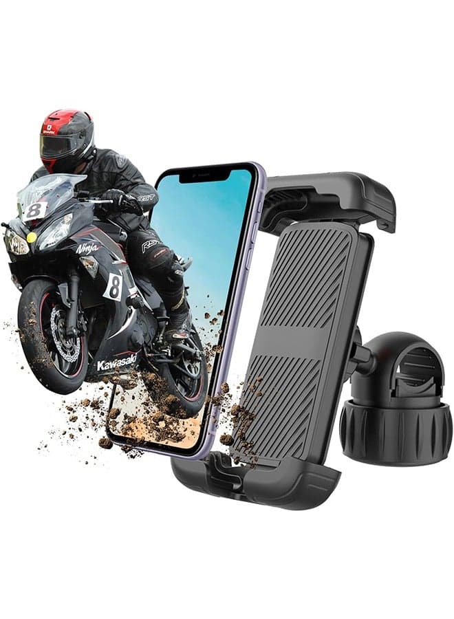 360 Degrees Rotation Bike Phone Holder, Electric Scooter Motorcycle Phone Mount, Bicycle Phone Holder, Handlebar Phone Mount, Bike Accessories, Black