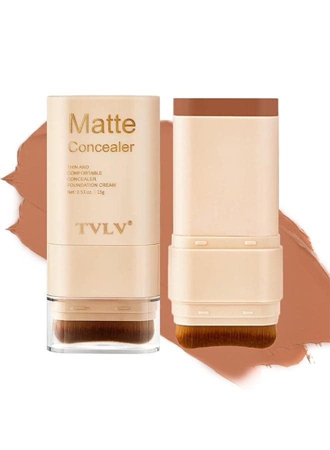 Matte Concealer - Foundation Stick, 2 in 1 Dual-Ended Eraser Contour Stick with Brush, Tinted Moisturizer, Skin Tint, Face Foundation, Radiant & Dewy Finish for Face Makeup, Sheer to Medium Coverage (#6)