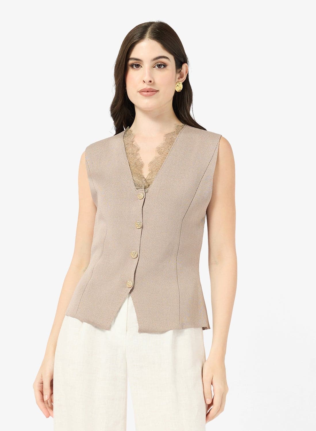 Vest With Lace Trim
