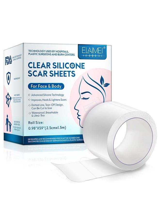 Facial Invisible Scar Roll Sticker,Upgrade Clear Silicone Scar Tape for Scars, Scar Removal Sheets,Scar Strip for Variety of Scars(Transparent)