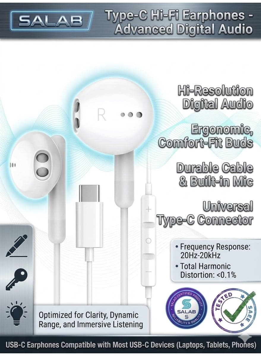 Type C Earphones, USB C Headphones HiFi Stereo in Ear Wired Earbuds USB C Earphones, Type C Headphones with Mic Compatible with Samsung Galaxy S21 Ultra S20 FE Note 10 Google Pixel 6 5 4XL Oneplus 9 8