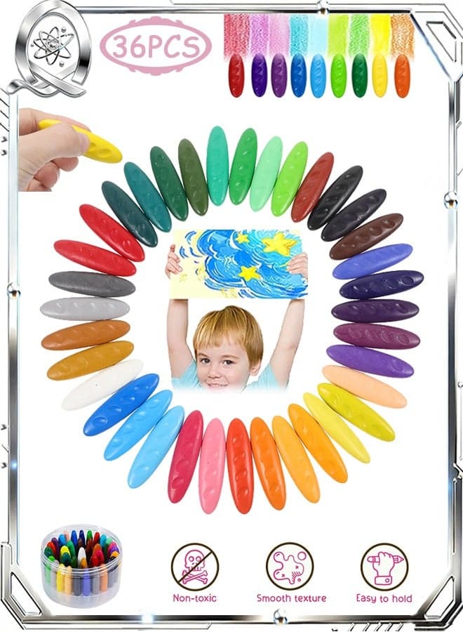 36 PCS Non Toxic Washable Peanut Crayons for Kids, Easy to Grip Peanut Shape Crayon with Box for Drawing Learning & Practice - Toddler Coloring and Art Supplies