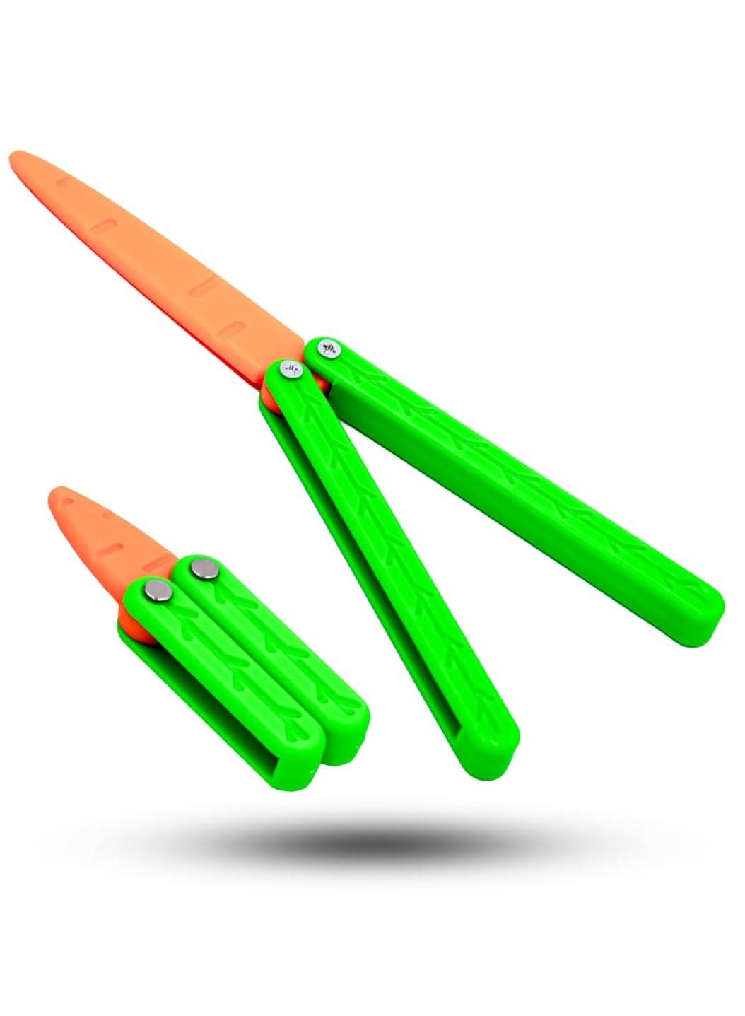 Plastic Butterfly Knife, Toy Butterfly Knife, 2 Pieces, Fidget Toy, Practice Prop, Fake Butterfly Knife, Carrot Butterfly Knife, Made with 3D Printing Technology