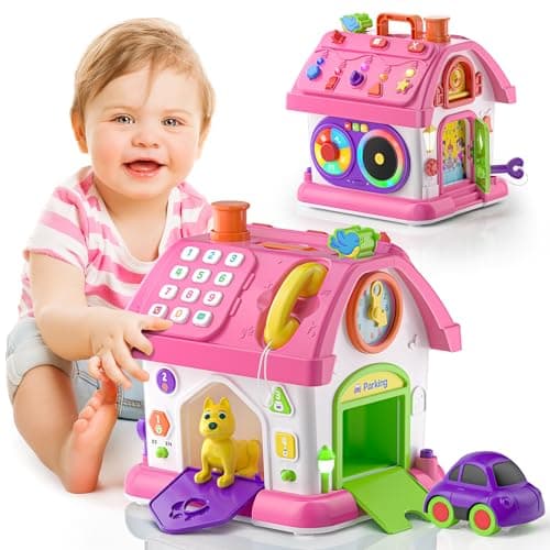 Talkfun Montessori Toy for 1 Year Old Girl Gifts Musical Bilingual Educational Toddler Toy Age 12 Yr 1218 Month First Birthday Gift for 1 Year Old Girl Pink