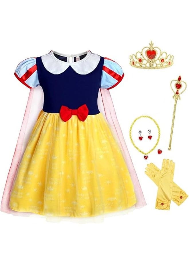 Princess Costume Dress for Girls - Birthday Party & Halloween Cosplay Outfit with Accessories, Sparkling Tutu Dress for Kids Includes Wand & Gloves Accessories - Perfect for Role Play, Pageants & Themed Events 