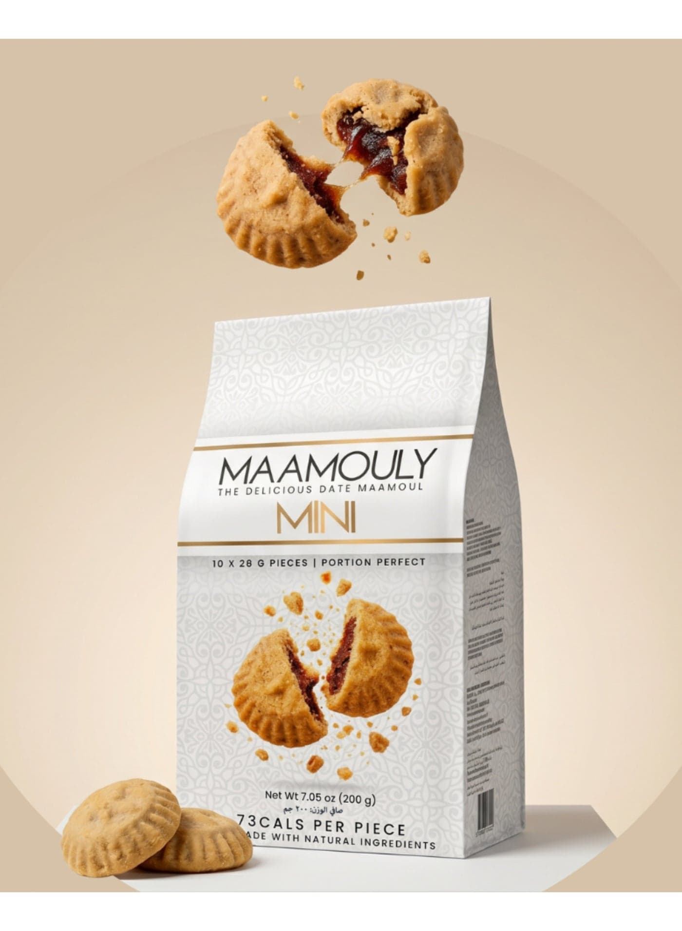 Maamouly - Dates Maamoul | Box of 10 Mini | Zero Processed sugar - 100% Natural- 200 Gram