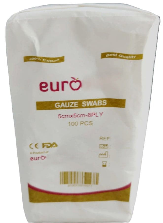 Sterile Gauze Swabs 5cm x 5cm – 8 Ply, 100 Pieces – Medical Wound Dressing Pads