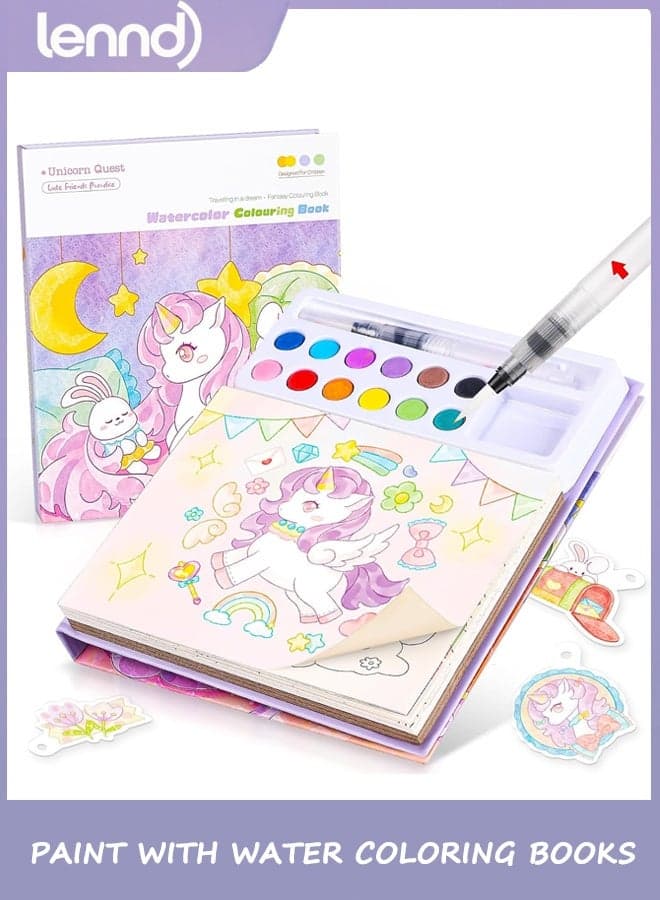 Paint with Water Coloring Books for Toddlers, Unicorn Theme Mess Free Watercolor Painting Papers for Kids Water Color Paint Kit Art and Craft Toys Birthday Christmas Gift for Ages 3-5, 4-8