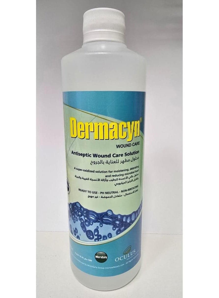 Dermacyn Antiseptic Wound Care Solution 500ml | Skin Cleansing & First Aid Solution | Professional Wound Hygiene Formula