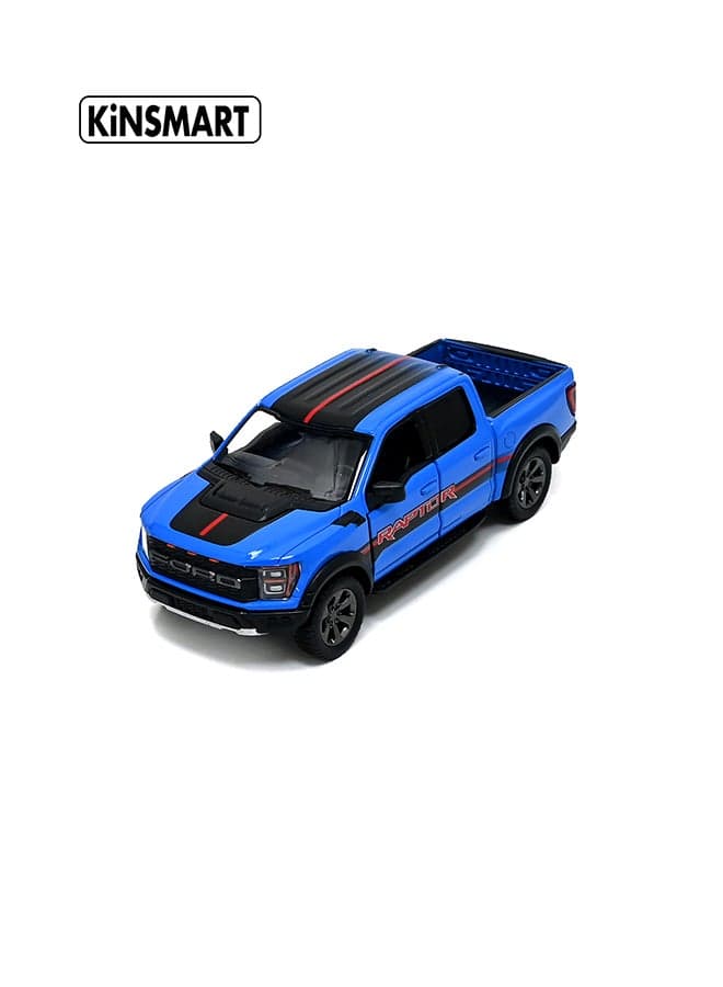 Kinsmart 1:78 2022 Ford F-150 Raptor Die-Cast Model Truck (Blue) – Pull Back Toy for Kids & Collectors