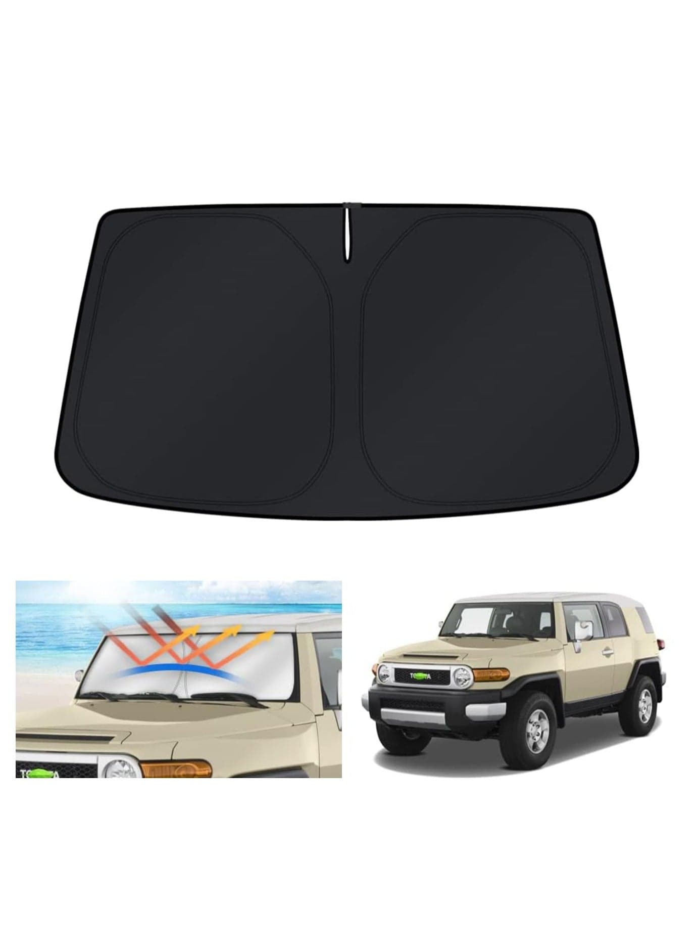 Folding Windshield Car Sunshade for Toyota FJ Cruiser 2007-2020 2021Car Accessories, Auto Sun Protection Visors