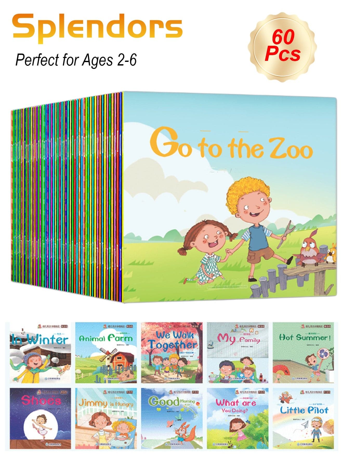 60pcs illustrated English Short Storybooks for Children Early Education English Learning Story books for Preschool Early Development