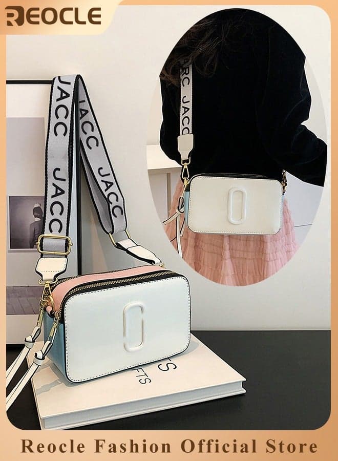 Women's Crossbody Bag Shoulder Bag with Adjustable Wide Strap Square Camera Crossbody Purse HandBag Simple Trendy Small Shoulder Bag