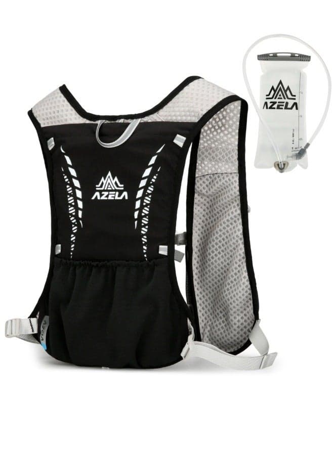 Hydration Backpack with Water Bladder - AZELA Lightweight Waterproof Hiking Bag for Running Cycling Travel, Unisex Sports Pack Black | Hydration Backpack, Hiking Backpack, Waterproof Backpack, Running Backpack, Cycling Backpack, Lightweight Backpack, Travel Backpack, Sports Bag, Hydration Pack, Daypack, Trekking Bag, Outdoor Backpack, Unisex Backpack, Breathable Backpack, Hydration Bladder, Water Bladder 1.5L, Hydration System, Running Waist Bag, Chest Bag, Backpack for Men, Travel Backpack for Men, Hiking Bag for Men, Sports Backpack, Bicycle Backpack, Durable Backpack, Small Backpack, Water Resistant Bag