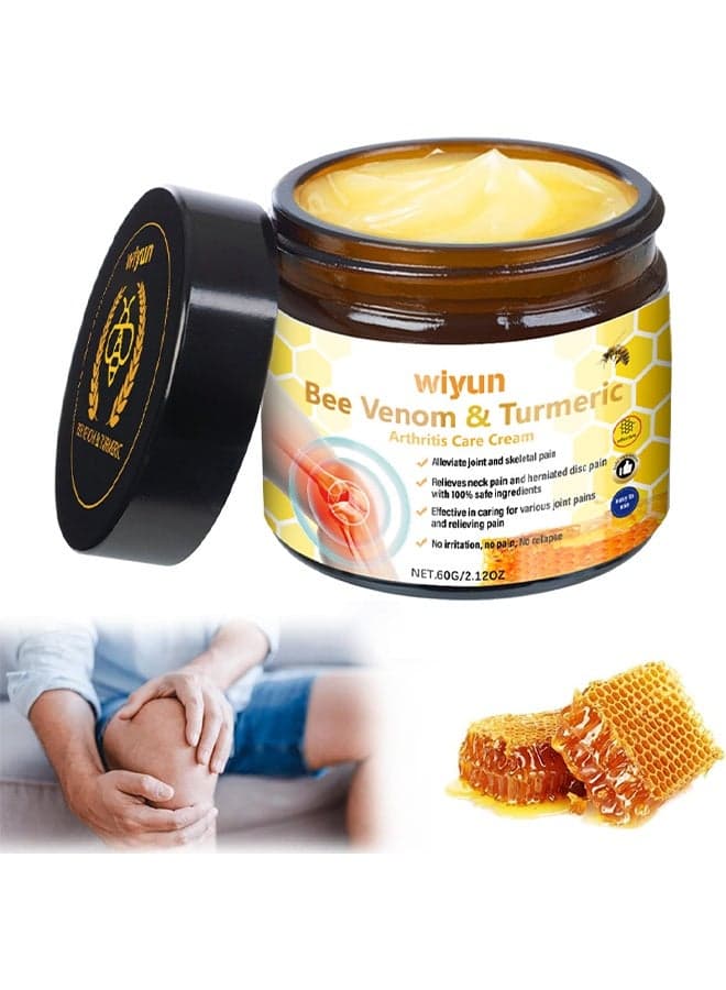 Bee Venom & Turmeric Arthritis Care Cream, Joint And Bone Paiin Relief Cream, Bee Venom Moisturizing Cream For Joints & Muscle Comfort, Bee Venom Advanced Cream, Professional Bee Venom Gel, Moisturizing Skin For Back, Neck, Hands, Knees, 60g