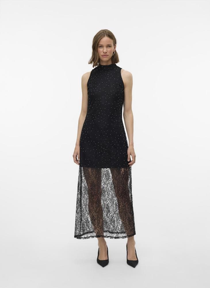 Vmmanja Lace Detail Halter Neck Maxi Dress