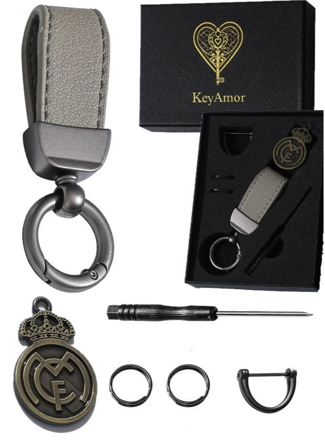 Elegant sport keychain , real madrid keychain in fancy gift box perfect gift for men