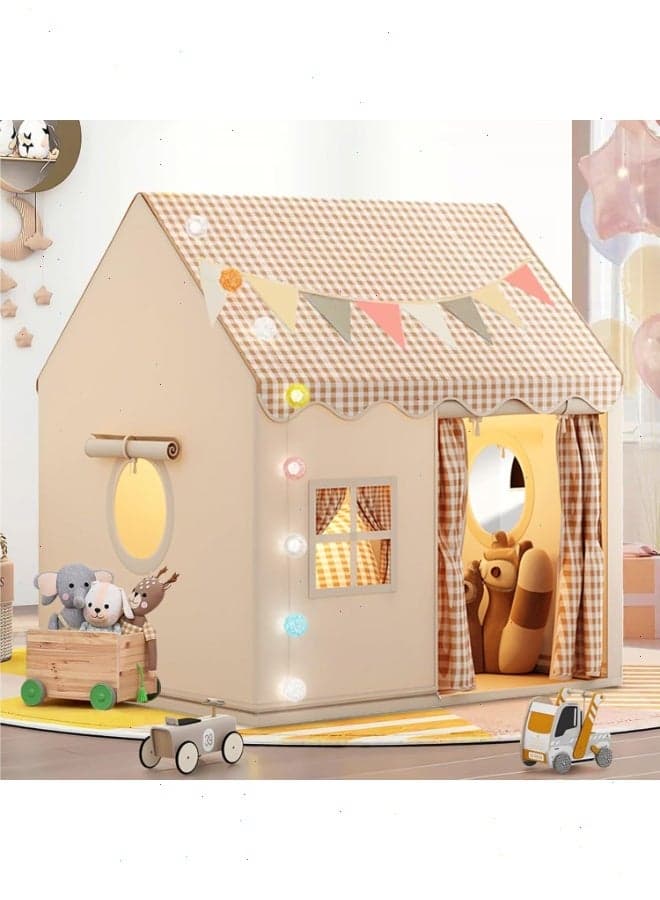 Kids Tent - Large Princess Castle Playhouse with LED Lights & Party Decor, Indoor/Outdoor for Boys & Girls Ages 3-10, Birthday & Family Gatherings