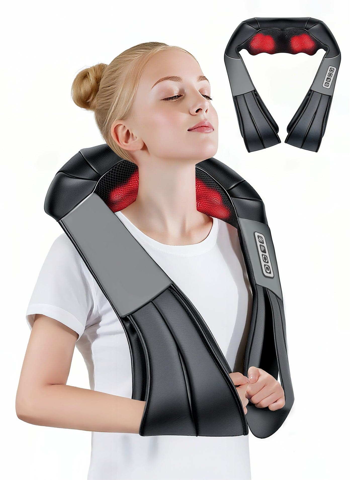 Back Massager, Shiatsu Back and Neck Massager with Heat for Pain Relief, Deep Tissue Kneading Shoulder Massage Pillow for Total Body Relaxation