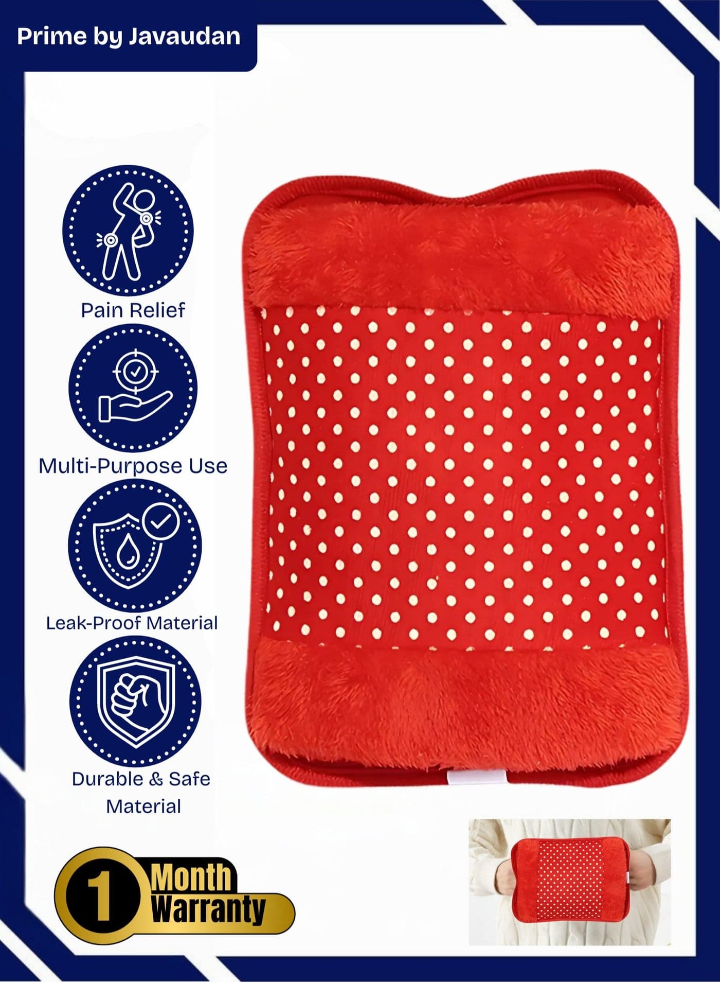 Electric Hot Water Bag Rechargeable Heating Bag with Fleece Cover for Cramps, Neck, Shoulders Pain Relief Bag for Hot Therapy Hand & Feet Warmer