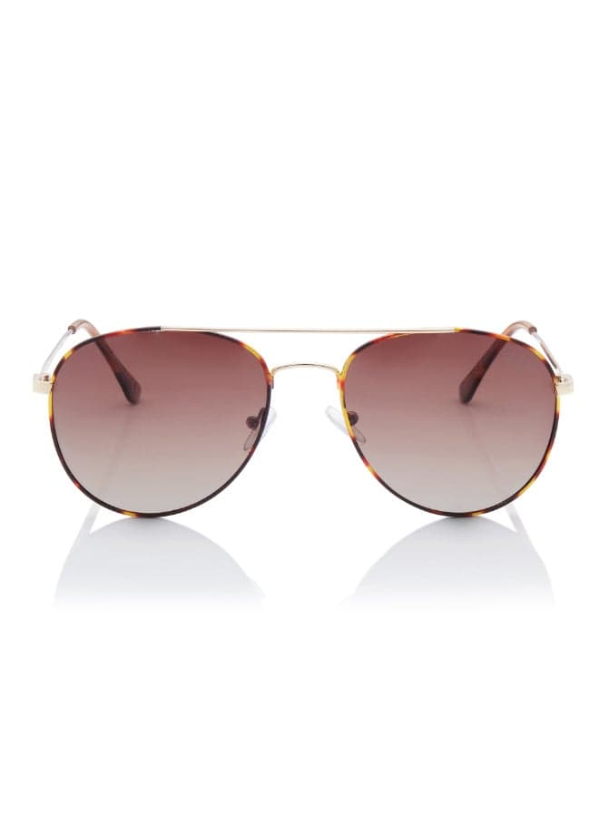 Unisex Polarized Sunglasses Gold Frame Gradient Brown Mirror Lens 56mm - LC1205C02