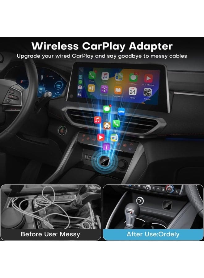 Toby’s Wireless Adapter 2-in-1 - Wireless Auto Adapter for CarPlay & Android, Plug & Play CarPlay Dongle, Converts Wired to Wireless, Compact Fast Auto-Connect (Black)