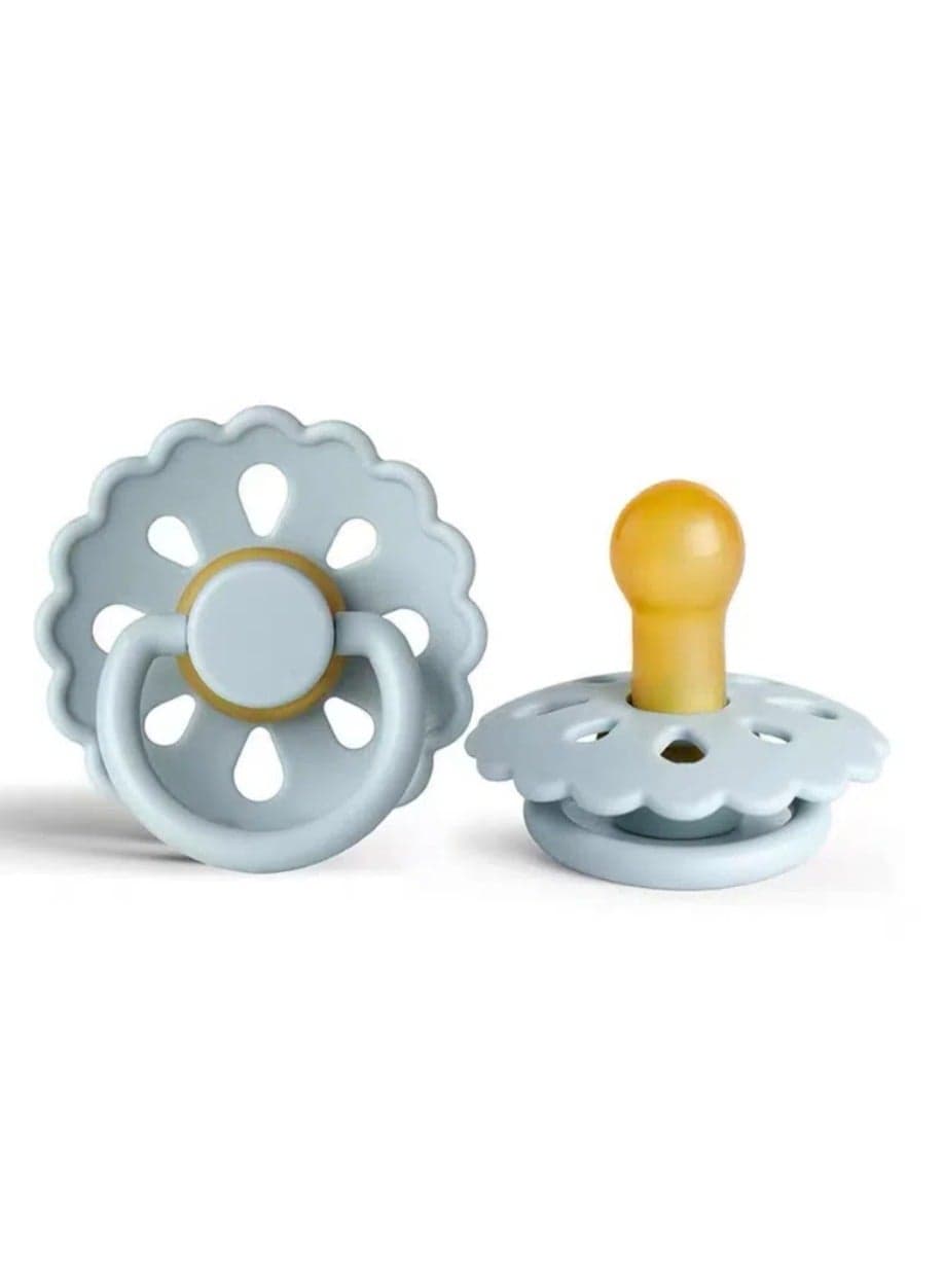 Baby Pacifiers | 1-Pack Soothers | Flowers Nipple | BPA-Free Natural Latex Food Grade | Super Soft Bite Resistance | Sleep Anti-Flatulence | Baby Teething Toy | Gray Blue