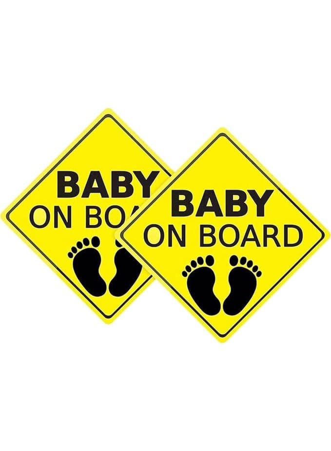 Baby On Board Sticker for Cars- 2Pack Baby in Car High Intensity Reflective Waterproof Vinyl Safety Car Signs for Rear, Side Windows, Bumpers