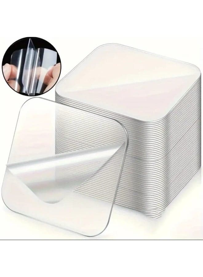 50 Sheet Strong Adhesive Dual-Sided Nano-Transparent Wall Stickers, No Residue Removable Clear Tape for Home Office Decor, Glass , Wood, Metal, Plastic, Vinyl Stickers