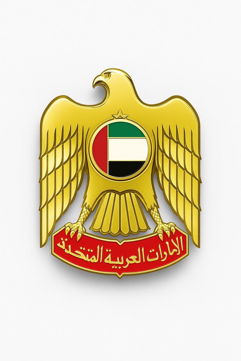 UAE Emblem Golden Eagle Car Badge – Grill Logo Metal Aluminum 3D Displacement Motor Car Styling Emblem (Gold)