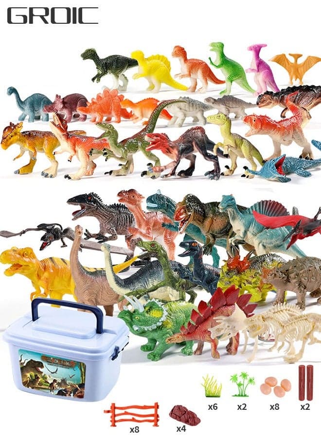 44PCS Dinosaur Toys Figures with Storage Box, Jurassic Dinosaur Toys,Realistic Action Educational Dinosaur Figures for Kids Boys Girls