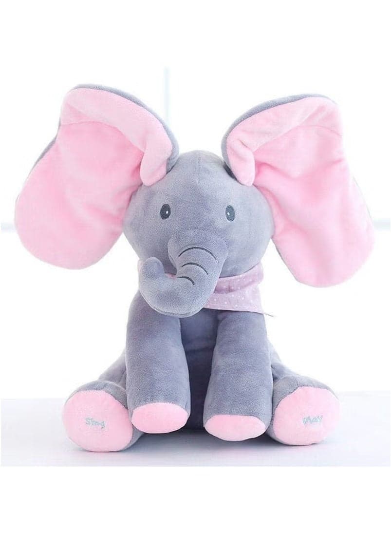 Peek-a-Boo Singing Elephant Plush Toy – Interactive Baby Toy with Flapping Ears, Music & Talking Features – Soft Stuffed Animal for Infants & Toddlers