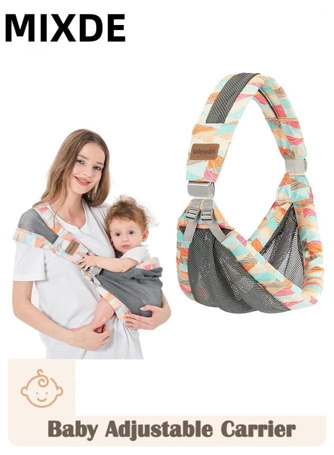 Baby Carrier, Newborn from Birth Adjustable, Baby Carrier on One Shoulder Ergonomic Practical Portable Baby Carrier for Babies from 3 to 36 Months (Colourful)