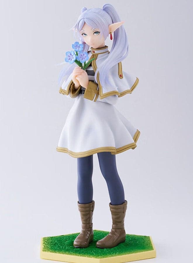 Frieren Elf - Eared Frieren Standing with Bouquet Lovely Bishoujo Figurine, 18cm Desktop Decoration Gift