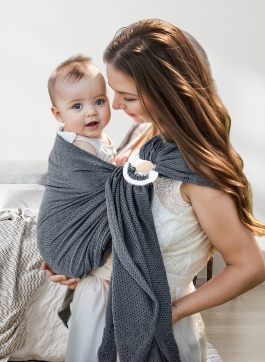 Breathable Mesh Ring Sling Baby Carrier Swaddle Wrap - Easy Adjust Infant Ring Sling Infant Wrap Holder, Newborn to 3 Years | for Moms, Dads & All Caregivers