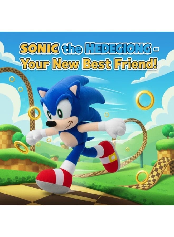 16-inch Sonic Hedgehog Plush Toy | Classic Sonic Plush Animal Toy | Gift for Movie Fans, Boys and Girls | Blue