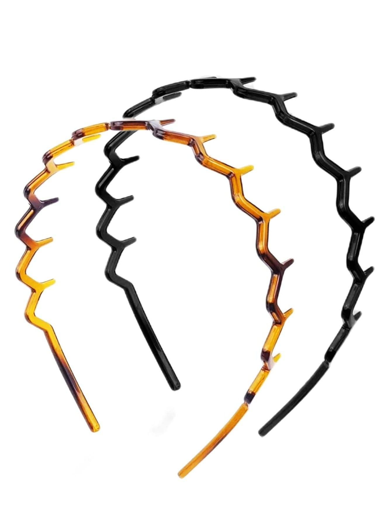 2 Pack Double Row Plastic Headbands - Non-Slip with Teeth, Hair Accessories for Women/Girls