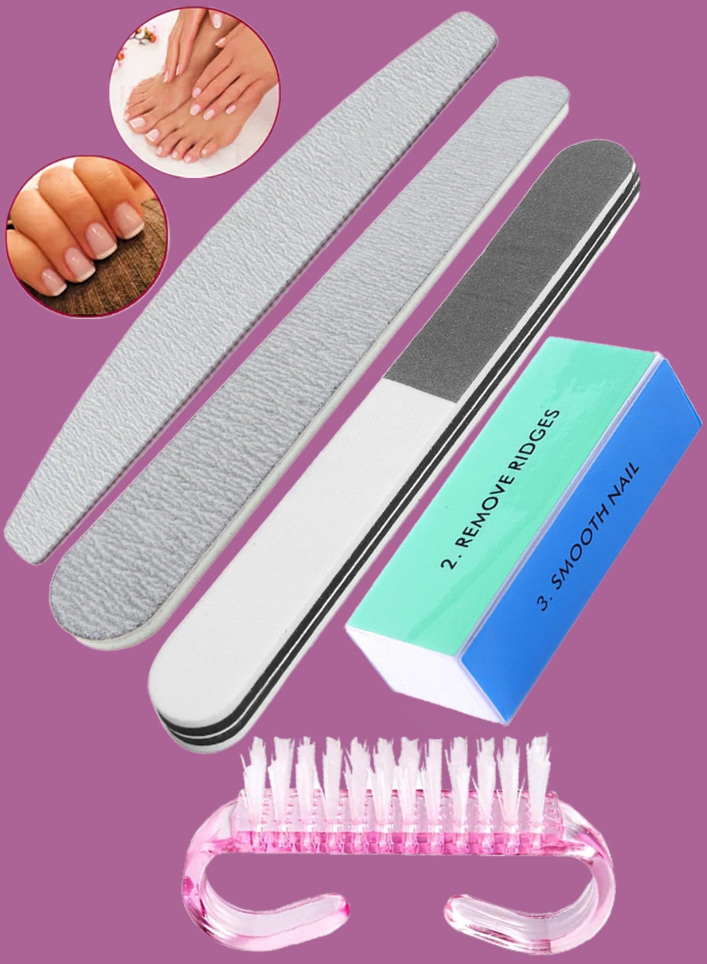 Nail File Set Professional Nail Buffer File Kit Washable Buffering/Sanding Nail Filer Buffing Nails Polish Smooth Polishing Set DIY and Salon Use Manicure Tools Kit 5 Pcs Set