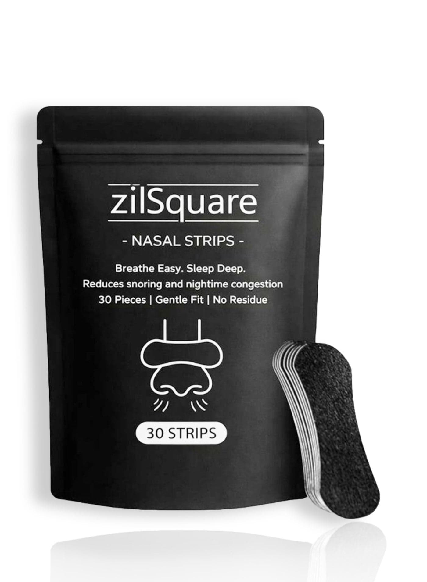 zilSquare Nasal Strips 30 PCS Anti Snoring Nasal Breathing Strips Nose Breathing Aid for Better Airflow Sleep Snore Relief Drug Free Nasal Airway Opener for Nasal Congestion Allergy Night Breathing Sports Workout Comfortable Strong Hold for Men Women