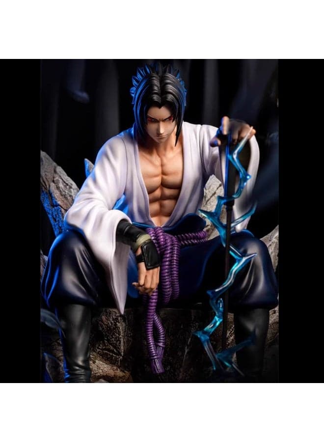 Naruto Curse Mark Sasuke Seated Figure,Anime Model, Desk Ornament and Edgy Birthday Gift