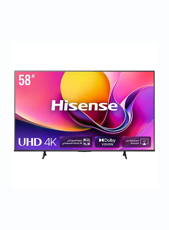 Hisense 58 inch Smart TV UHD 4K E6Q-Dolby Vision,AI 4K Upscaler,Gaming in Dolby,Smooth Motion with MEMC,AI Sports Mode,Voice Control,Share to TV,Youtube,Netflix,Disney+,Shahid 58E6Q (2025 UAE Version) 58E6Q black