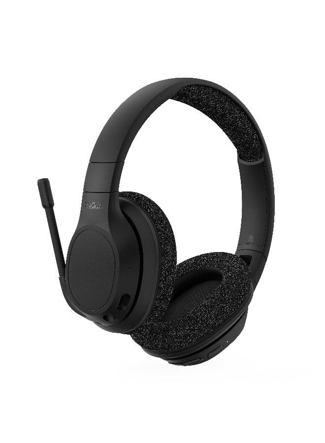Belkin SoundForm Adapt Wireless Over-Ear Headset, Headphones for Work, Play, Gaming, & Travel with Built-In Boom Microphone - Compatible with iPhone, iPad, Galaxy, and More - Black Black